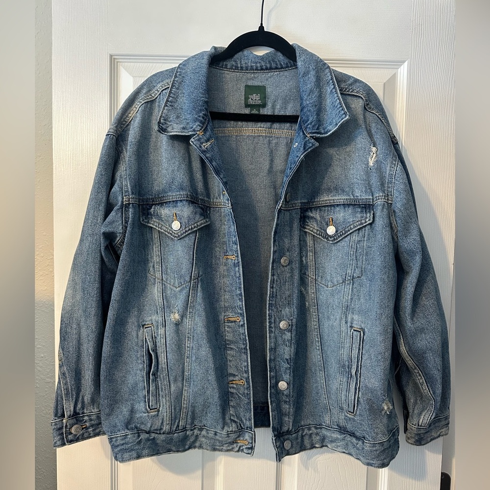wild fable Light Blue Distressed Denim Jacket